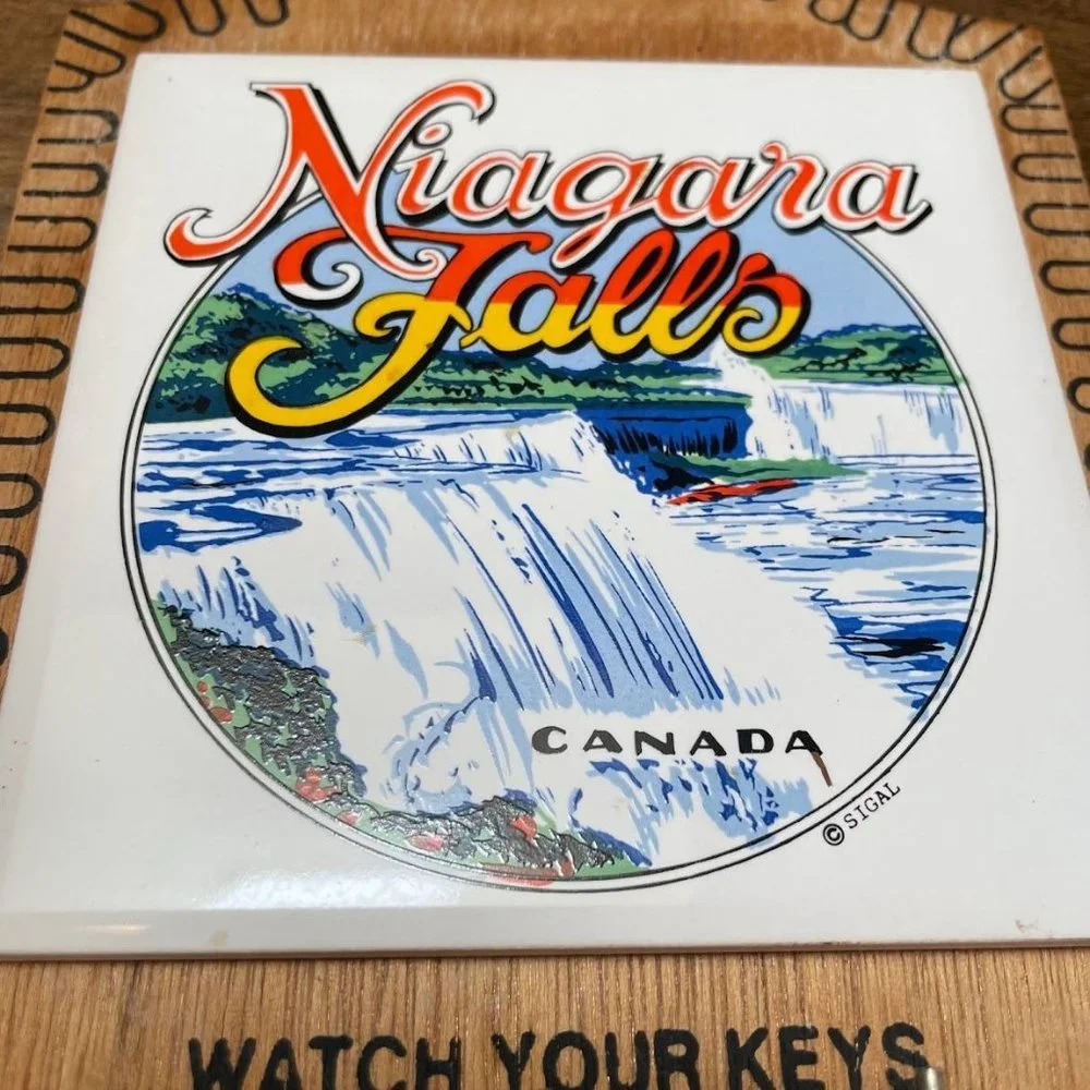 Vintage Niagara Falls Key Holder Ceramic Trivet Wall Art Souvenir